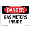 Signmission Safety Sign, OSHA Danger, 3.5" Height, 5" Width, Gas Meters Inside, Landscape, 10PK OS-DS-D-35-L-2164-10PK